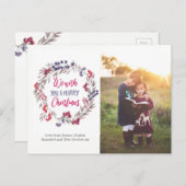 Gepersonaliseerde Kerstkrans fotokaart briefkaart (Voorkant / Achterkant)