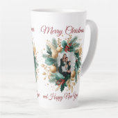 Gepersonaliseerde Kerstkrans Fotokaart Latte Mok (Rechterhoek)