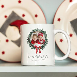 Gepersonaliseerde Kerstkrans met Foto & Naam Koffiemok