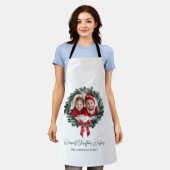 Gepersonaliseerde Kerstkrans met Foto & Naam Schort (Gedragen)