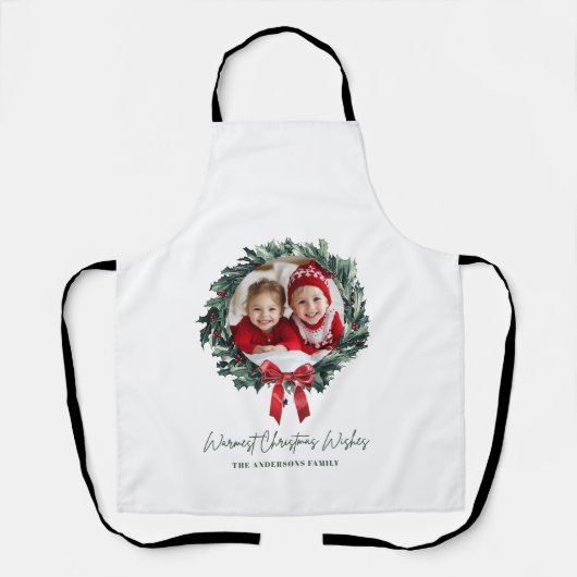 Gepersonaliseerde Kerstkrans met Foto & Naam Schort (Voorkant)