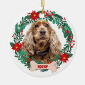 Gepersonaliseerde Kerstkrans met Pet Foto Keramisch Ornament (Voorkant)