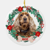 Gepersonaliseerde Kerstkrans met Pet Foto Keramisch Ornament (Achterkant)