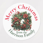 Gepersonaliseerde Kerstkrans Wensen Labels (Design 2)