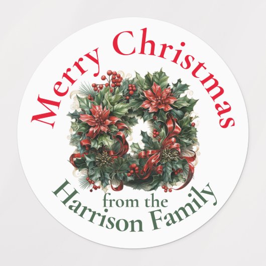 Gepersonaliseerde Kerstkrans Wensen Labels (Design 2)