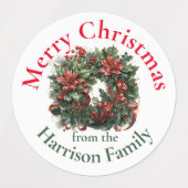 Gepersonaliseerde Kerstkrans Wensen Labels (Design 1)