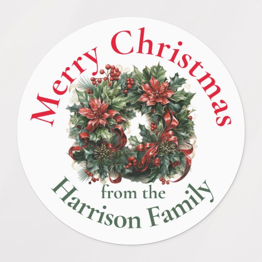 Gepersonaliseerde Kerstkrans Wensen Labels (Design 1)