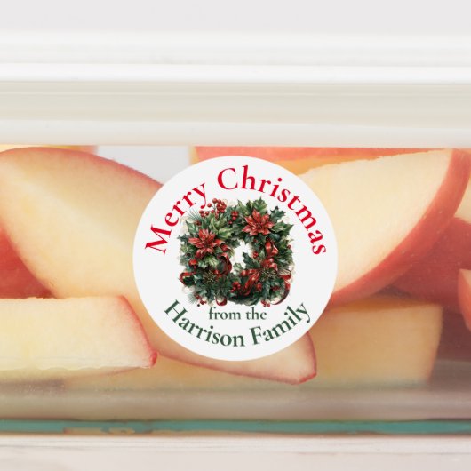 Gepersonaliseerde Kerstkrans Wensen Labels (Aangebracht)