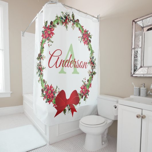 Gepersonaliseerde kerstkreet douchegordijn (In situ)