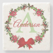 Gepersonaliseerde kerstkreet stenen onderzetter (Voorkant)