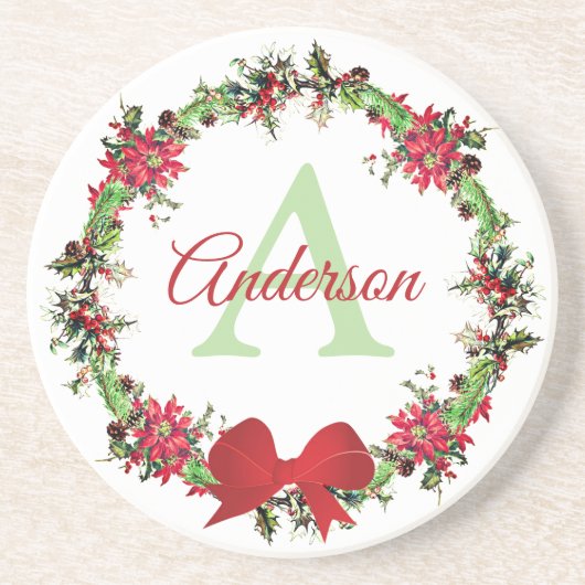 Gepersonaliseerde kerstkreet zandsteen onderzetter (Voorkant)