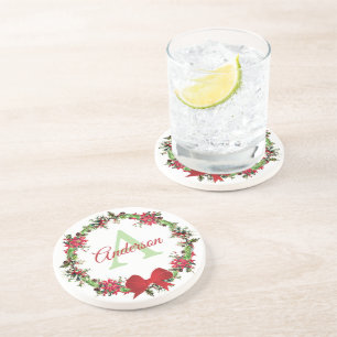 Gepersonaliseerde kerstkreet zandsteen onderzetter