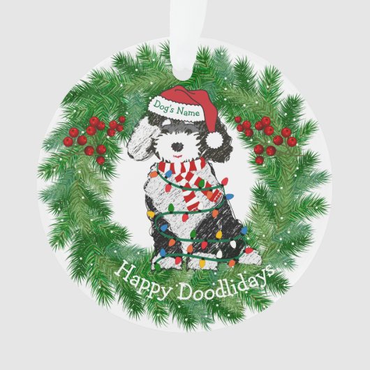 Gepersonaliseerde kerstlampjes Sheepadoedle Acryli Ornament (voorkant)