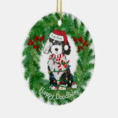 Gepersonaliseerde kerstlampjes Sheepadoodle Keramisch Ornament (Rechts)