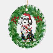 Gepersonaliseerde kerstlampjes Sheepadoodle Keramisch Ornament (Links)