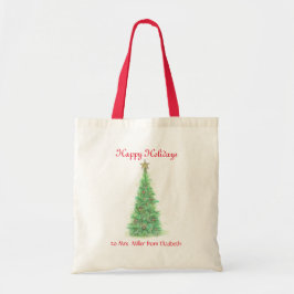 Gepersonaliseerde kerstleraar tote bag