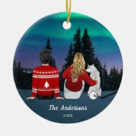 Gepersonaliseerde kerstmam Pap Dog Familie Keramisch Ornament