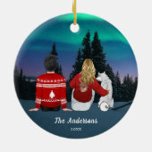 Gepersonaliseerde kerstmam Pap Dog Familie Keramisch Ornament (Achterkant)