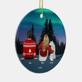 Gepersonaliseerde kerstmam Pap Dog Familie Keramisch Ornament (Rechts)