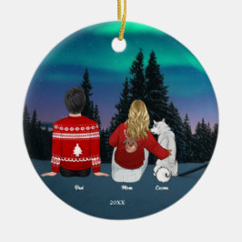 Gepersonaliseerde kerstmam Pap Dog Familie Keramisch Ornament