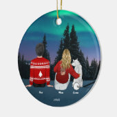 Gepersonaliseerde kerstmam Pap Dog Familie Keramisch Ornament (Links)