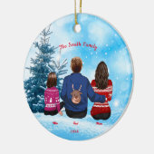 Gepersonaliseerde kerstmam Pap Girl Familie Keramisch Ornament (Links)