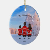 Gepersonaliseerde kerstmam Pap Jongen Keramisch Ornament (Rechts)