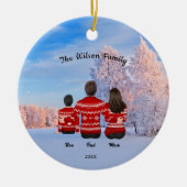 Gepersonaliseerde kerstmam Pap Jongen Keramisch Ornament (Voorkant)