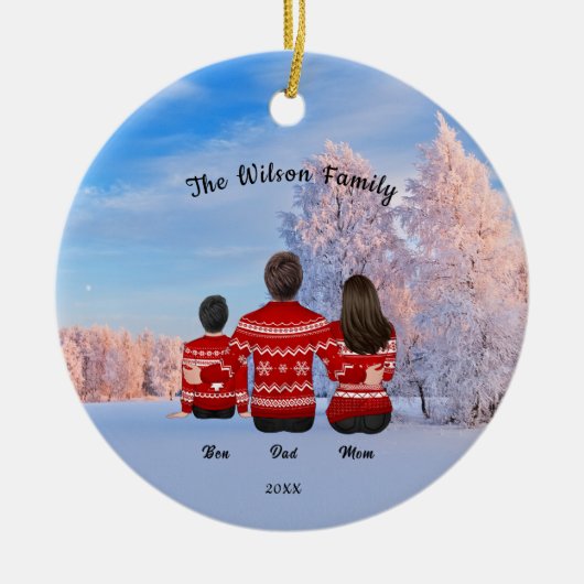 Gepersonaliseerde kerstmam Pap Jongen Keramisch Ornament (Voorkant)
