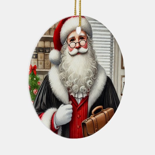 Gepersonaliseerde Kerstman als advocaat Keramisch Ornament (Rechts)