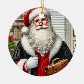 Gepersonaliseerde Kerstman als advocaat Keramisch Ornament