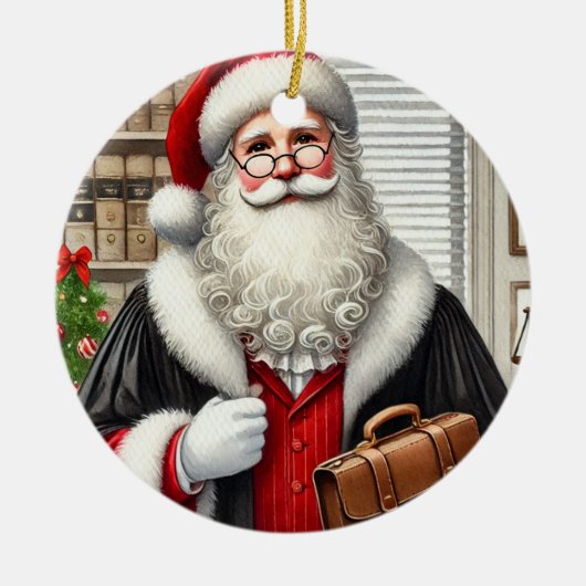 Gepersonaliseerde Kerstman als advocaat Keramisch Ornament (Voorkant)