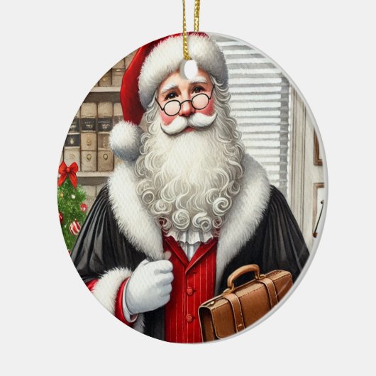 Gepersonaliseerde Kerstman als advocaat Keramisch Ornament (Links)