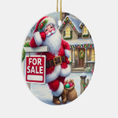 Gepersonaliseerde Kerstman als een makelaar Keramisch Ornament (Rechts)