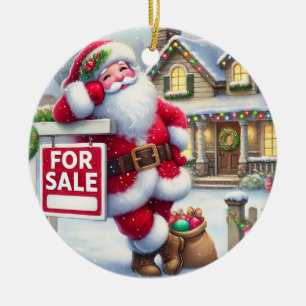 Gepersonaliseerde Kerstman als een makelaar Keramisch Ornament