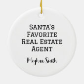 Gepersonaliseerde Kerstman als een makelaar Keramisch Ornament (Achterkant)