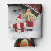 Gepersonaliseerde kerstman bouwt een sneeuwpop Koe Blikjeskoeler (Voorkant)