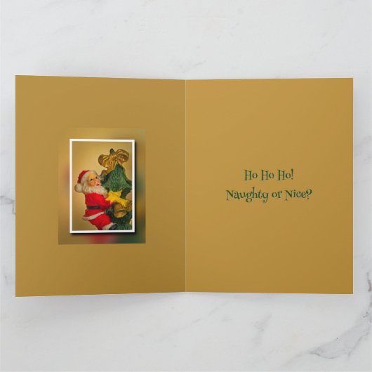 Gepersonaliseerde  kerstman bovenop de kerstboom kaart (Binnen)