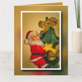 Gepersonaliseerde  kerstman bovenop de kerstboom kaart (Voorkant)