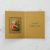 Gepersonaliseerde kerstman bovenop kerstboom, goud kaart (Binnen)