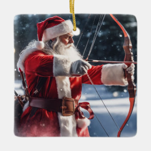 Gepersonaliseerde Kerstman doet boogschieten Keramisch Ornament
