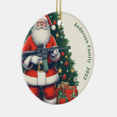 Gepersonaliseerde Kerstman en AR-15 Kerstmis Keramisch Ornament (Rechts)