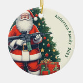 Gepersonaliseerde Kerstman en AR-15 Kerstmis Keramisch Ornament (Voorkant)
