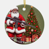 Gepersonaliseerde Kerstman en AR-15 Kerstmis Keramisch Ornament (Voorkant)
