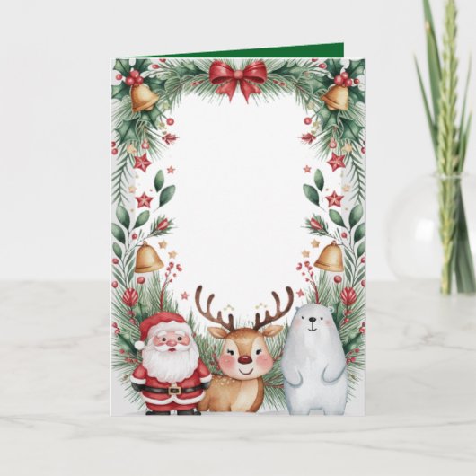 Gepersonaliseerde kerstman en kerstvrienden kaart (Voorkant)