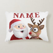 Gepersonaliseerde kerstman en rendierkerst accent kussen (Voorkant)