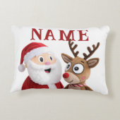 Gepersonaliseerde kerstman en rendierkerst accent kussen (Achterkant)