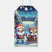 Gepersonaliseerde kerstman en rendierkerst cadeaulabel (Voorkant)