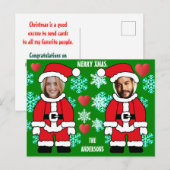 Gepersonaliseerde Kerstman face-in-hole Briefkaart (Voorkant / Achterkant)
