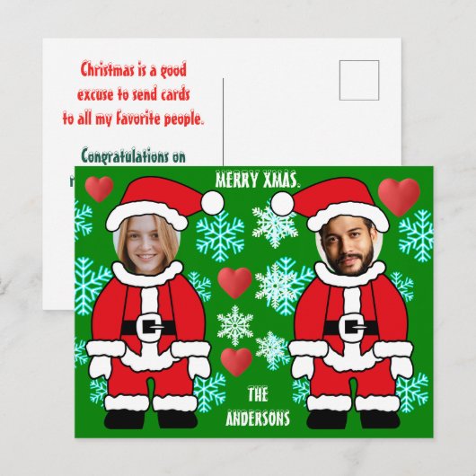 Gepersonaliseerde Kerstman face-in-hole Briefkaart (Voorkant / Achterkant)